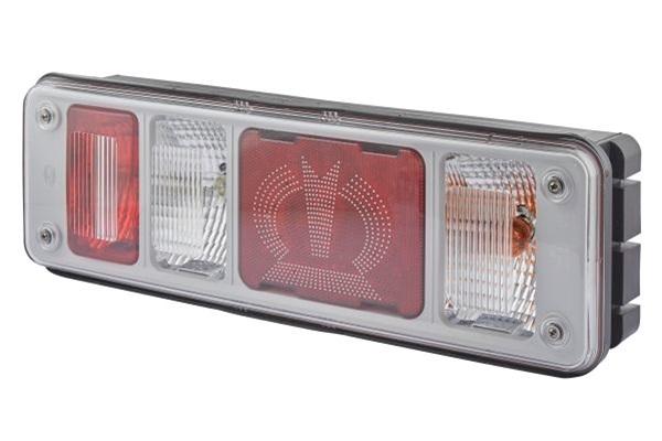Lampa de semnalizare spate multifuncțională HELLA 2VP 340 961-521, LED, 24V, 450x138 mm, PY21W, P21W, montare pe partea dreaptă, transparent/roșu
